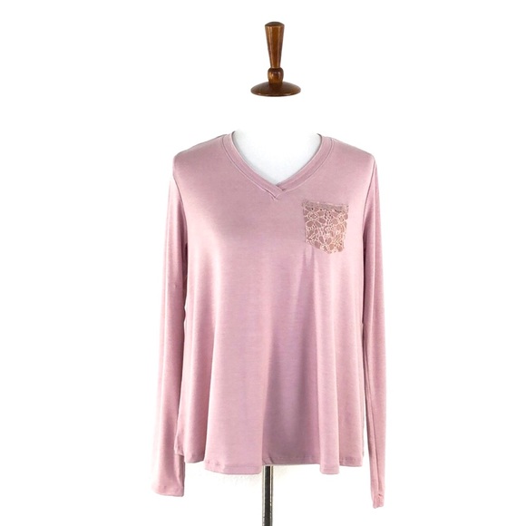 Rue21 Tops - Rue21 Light Pink Long Sleeve Lace Detail Tee NEW